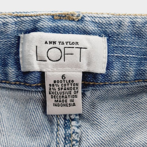 Loft Womens Bootcut Jeans Size 6 Light Wash Floral Embroidery Mid Rise Denim - Picture 8 of 8